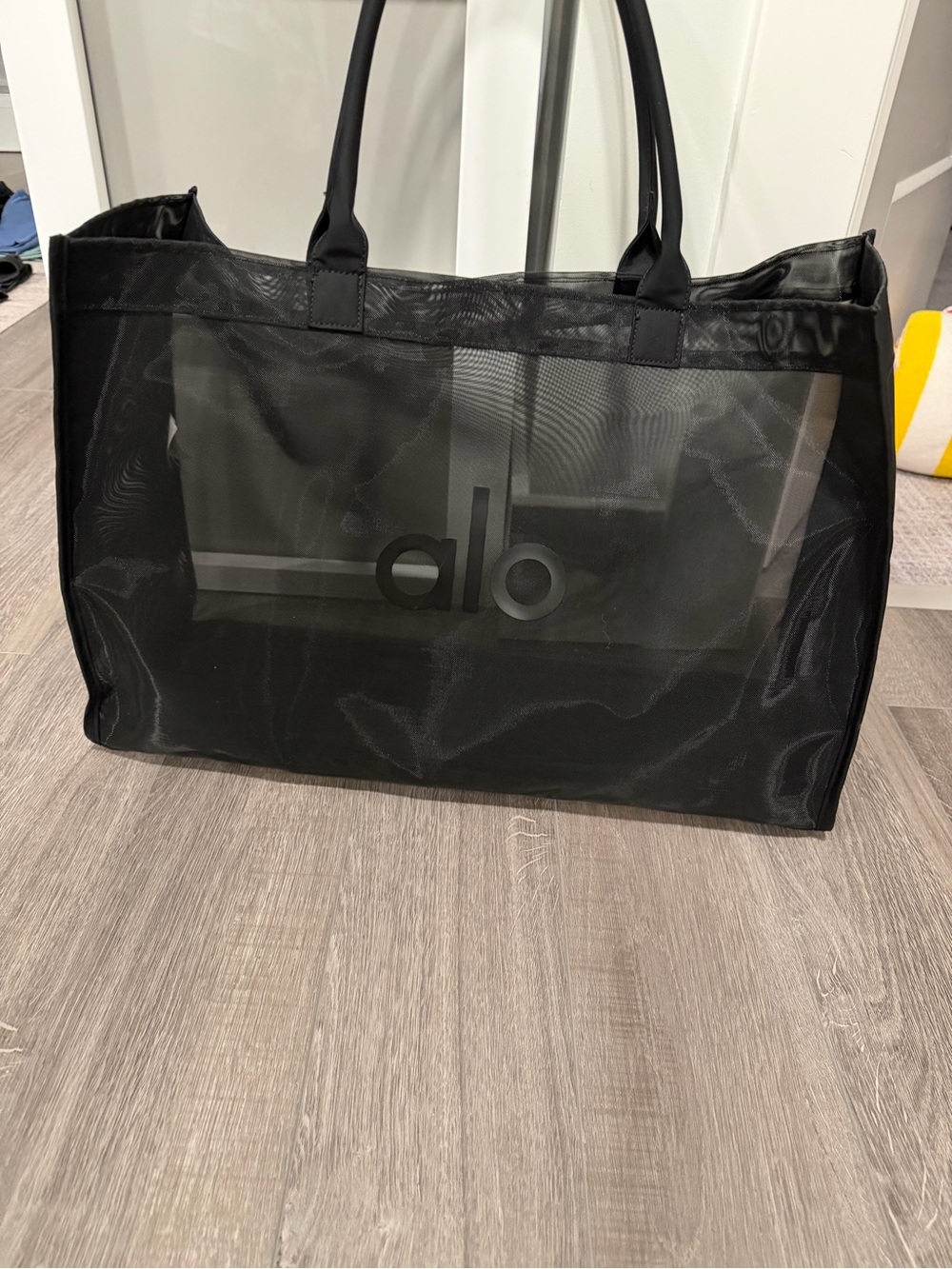 ALO Yoga Black Mesh Logo Tote
